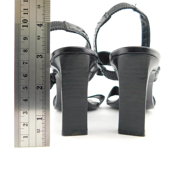 ANNE KLEIN Collection Black Snake Skin Sling Back Heel Sandals 7.5 - Picture 7 of 10